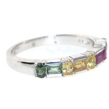 Load image into Gallery viewer, Multi Colored Sapphire Band Ring in 14k White Gold
