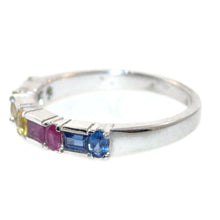 Load image into Gallery viewer, Multi Colored Sapphire Band Ring in 14k White Gold
