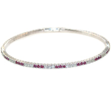 Load image into Gallery viewer, Flexible Ruby and Diamond Bangle Bracelet in 14k White Gold
