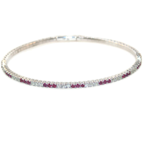 Flexible Ruby and Diamond Bangle Bracelet