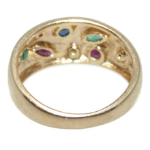 Load image into Gallery viewer, Vintage 14k Yellow Gold Sapphire Ruby Emerald Diamond Domed Ring
