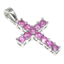 Load image into Gallery viewer, Vintage Estate Ruby Cross Charm Pendant in 14k White Gold
