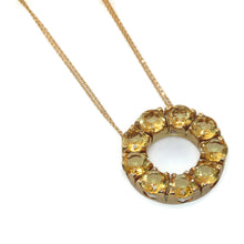 Load image into Gallery viewer, Estate 14k Yellow Gold Round Halo Citrine Pendant With Chain Necklace
