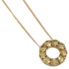 Load image into Gallery viewer, Estate 14k Yellow Gold Round Halo Citrine Pendant With Chain Necklace
