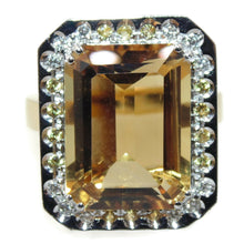 Load image into Gallery viewer, Estate Citrine and Diamond Halo Ring in 14k Yellow Gold
