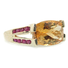 Load image into Gallery viewer, Estate Citrine and Ruby Ring in 10k Yellow Gold
