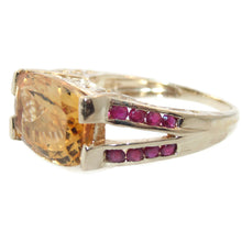 Load image into Gallery viewer, Estate Citrine and Ruby Ring in 10k Yellow Gold
