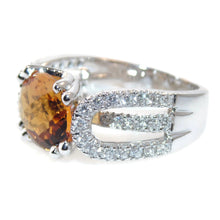 Load image into Gallery viewer, Citrine and Diamonds Statement Ring In 14k White Gold
