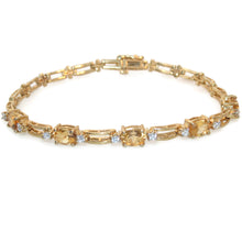 Load image into Gallery viewer, Yellow Gold Citrine Diamonds Tennis Bracelet

