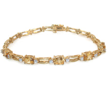 Load image into Gallery viewer, Estate 14k Yellow Gold Citrine Diamonds Tennis Bracelet
