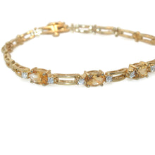 Load image into Gallery viewer, Estate 14k Yellow Gold Citrine Diamonds Tennis Bracelet
