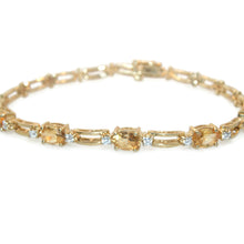 Load image into Gallery viewer, Estate 14k Yellow Gold Citrine Diamonds Tennis Bracelet
