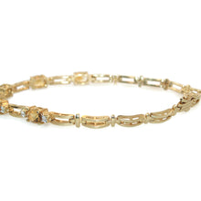 Load image into Gallery viewer, Estate 14k Yellow Gold Citrine Diamonds Tennis Bracelet
