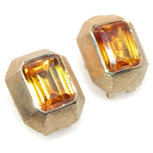 Load image into Gallery viewer, Citrine Emerald Cut Post Earrings
