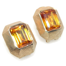 Load image into Gallery viewer, Vintage Estate 14k Yellow Gold Citrine Emerald Cut Post Earrings
