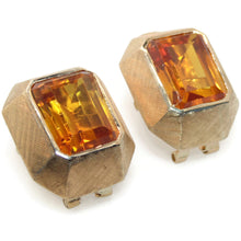 Load image into Gallery viewer, Vintage Estate 14k Yellow Gold Citrine Emerald Cut Post Earrings
