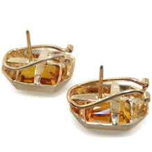 Load image into Gallery viewer, Vintage Estate 14k Yellow Gold Citrine Emerald Cut Post Earrings
