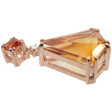 Load image into Gallery viewer, Huge Statement 14k Yellow Gold Kite Cut Citrine Pendant With Diamond

