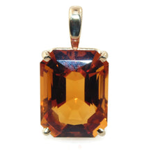 Load image into Gallery viewer, Estate 14k Yellow Gold Emerald Cut 12 Carats Citrine Pendant
