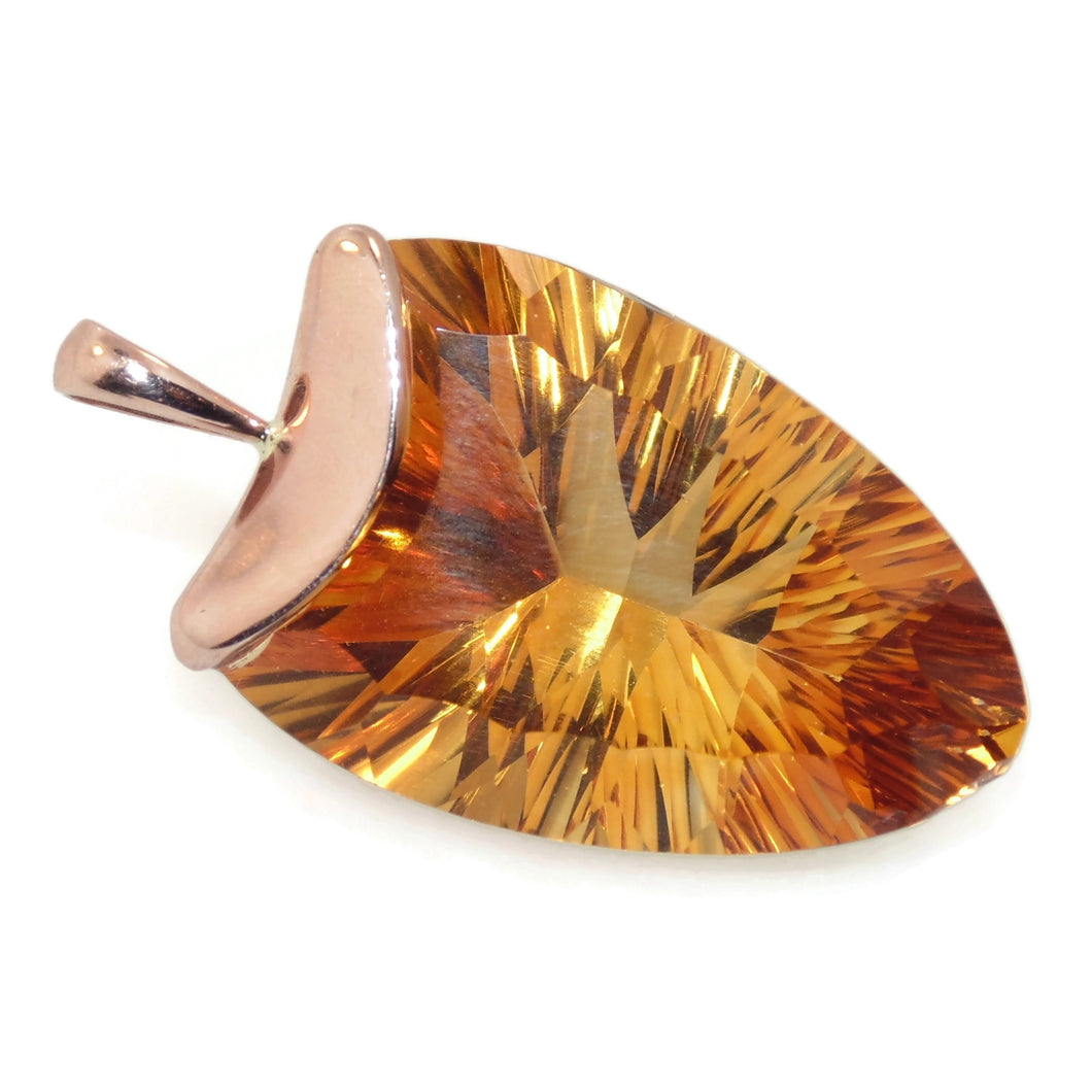 Estate 14k Rose Gold Fancy Cut Citrine Pendant