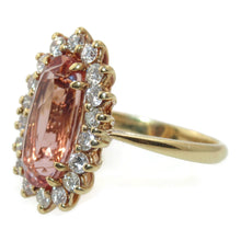 Load image into Gallery viewer, Imperial Topaz and Diamond Halo Ring in 18k Yellow Gold
