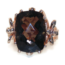 Load image into Gallery viewer, Smokey Topaz Diamonds Sapphire Ornate Statement Ring in 14k Rose Gold
