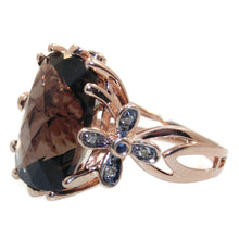 Load image into Gallery viewer, Smokey Topaz Diamonds Sapphire Ornate Statement Ring in 14k Rose Gold
