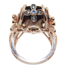 Load image into Gallery viewer, Smokey Topaz Diamonds Sapphire Ornate Statement Ring in 14k Rose Gold
