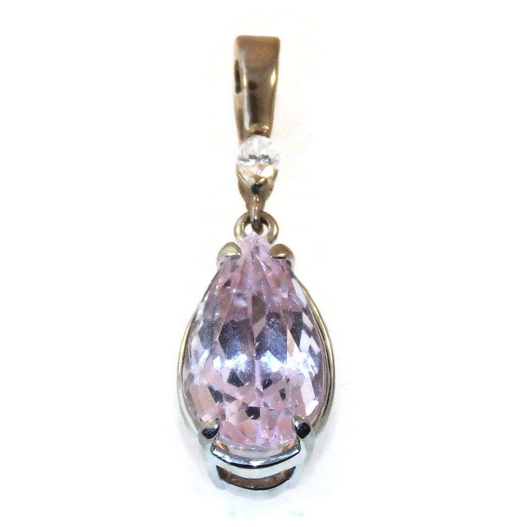 Kunzite and Diamond Pendant in 14k White Gold