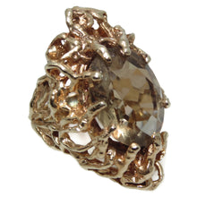 Load image into Gallery viewer, Massive Artisan Smokey Topaz Ornate Open Work Statement Ring in 14k Yellow Gold
