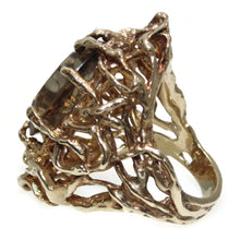 Load image into Gallery viewer, Massive Artisan Smokey Topaz Ornate Open Work Statement Ring in 14k Yellow Gold
