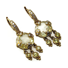 Load image into Gallery viewer, Lime Quartz and Diamonds Dangle Statement Earrings
