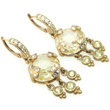 Load image into Gallery viewer, Lime Quartz and Diamonds Dangle Statement Earrings in 14k Yellow Gold
