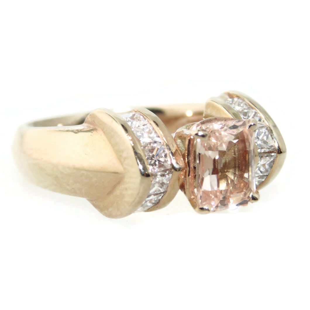 Imperial Topaz and Diamonds Ring in 14k Yellow Gold