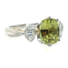 Load image into Gallery viewer, Lime Topaz and Diamonds Ring in 14k White Gold
