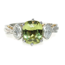 Load image into Gallery viewer, Lime Topaz and Diamonds Ring in 14k White Gold
