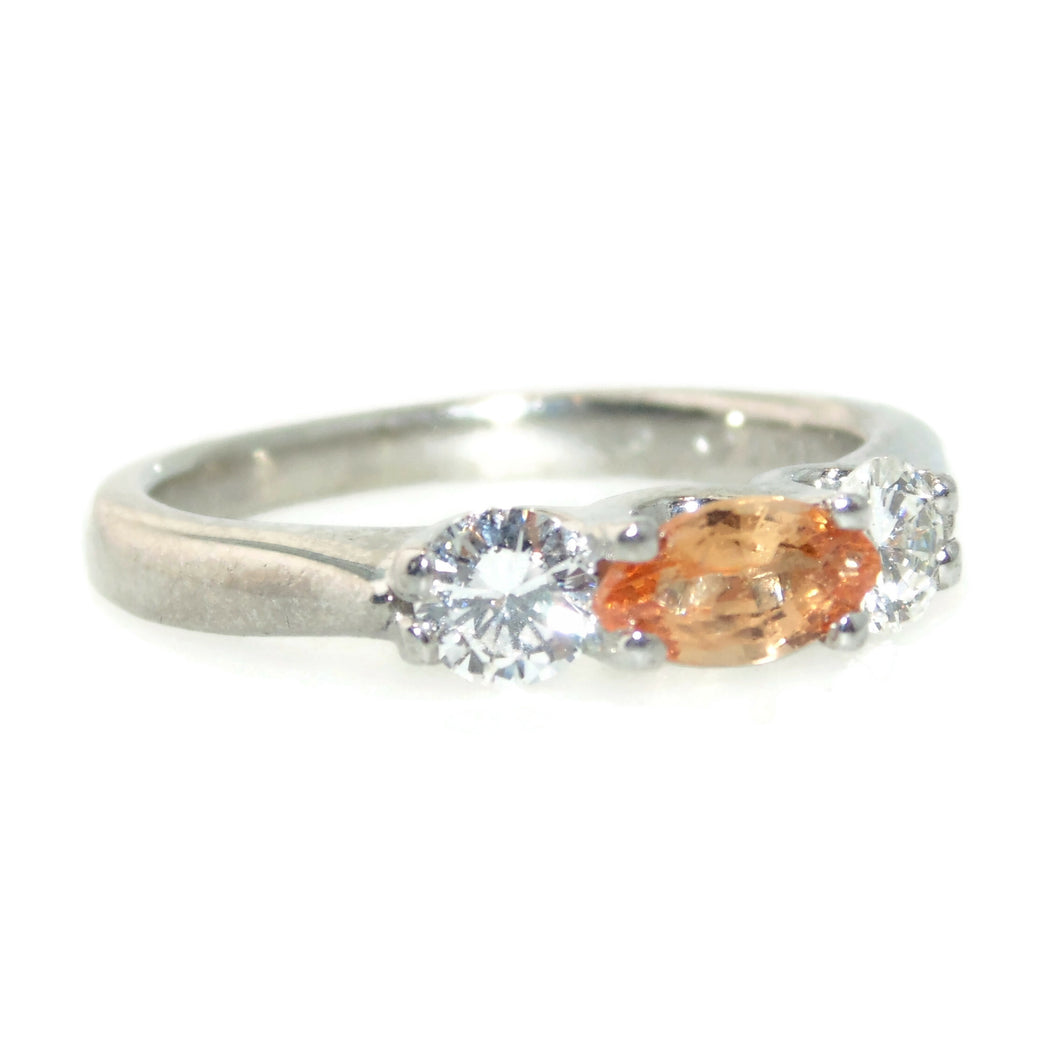 Marquise Imperial Topaz and Diamonds Ring in 14k White Gold