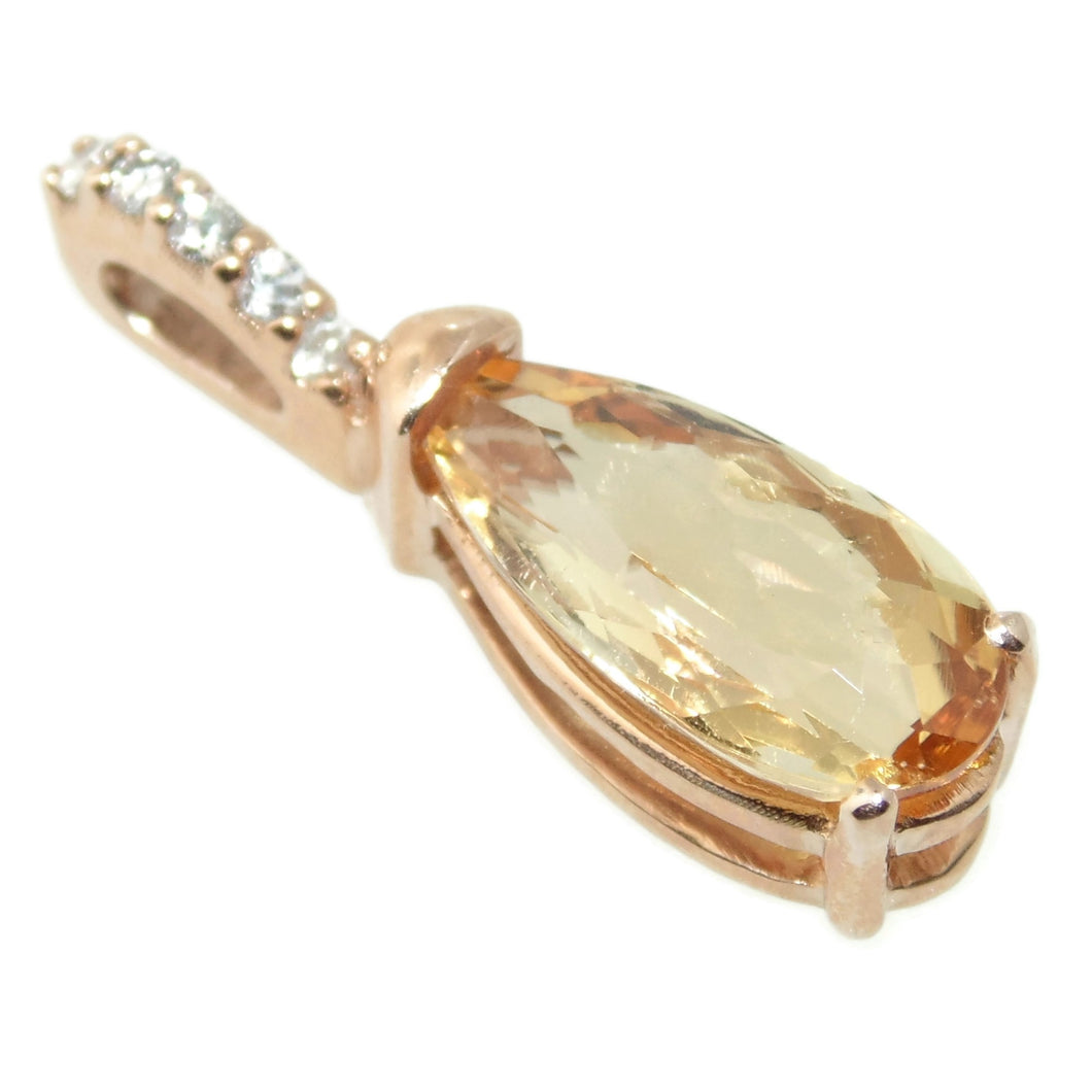 Imperial Topaz and Diamond Pendant in 14k Rose Gold