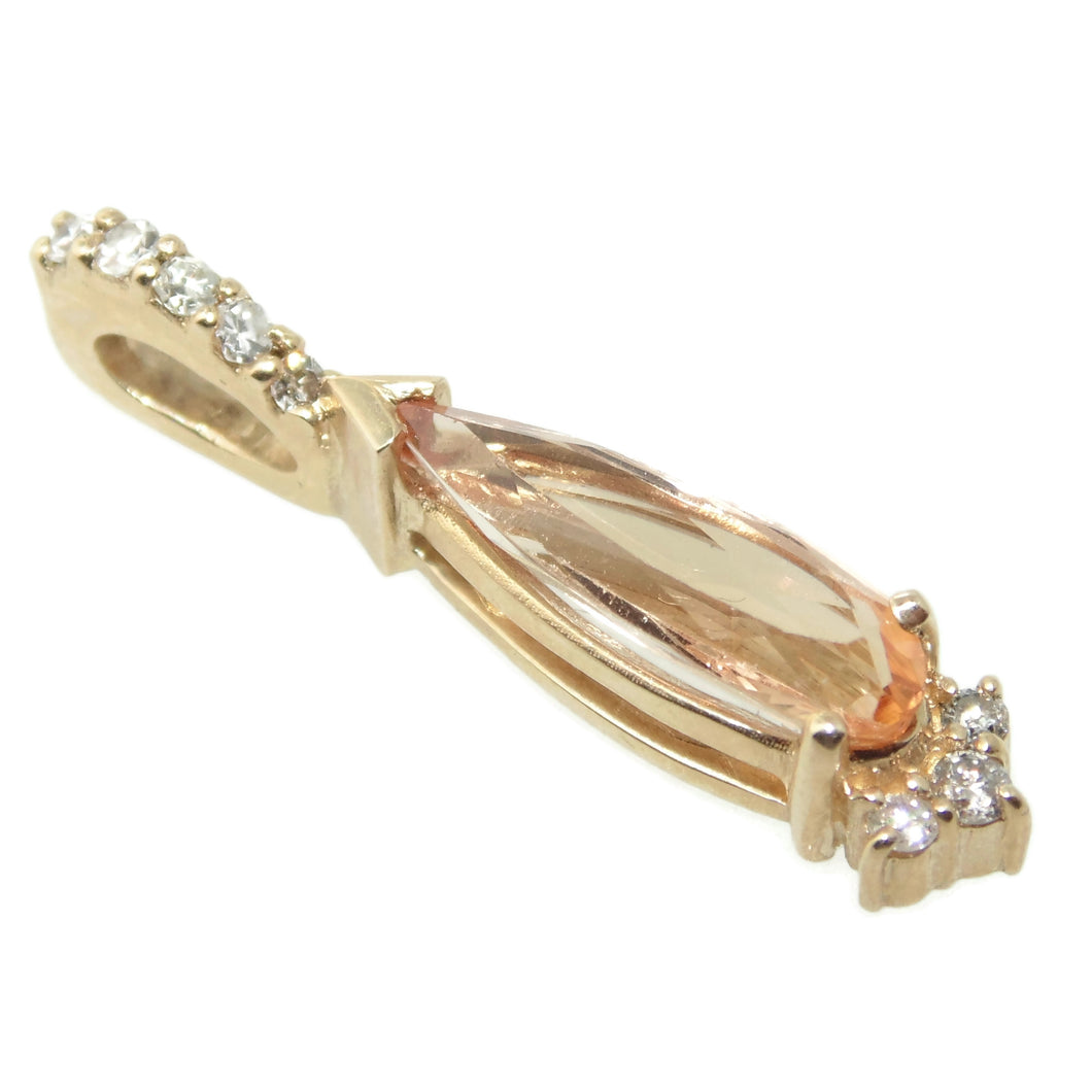 Imperial Topaz and Diamond Pendant in 14k Yellow Gold