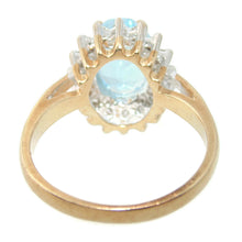 Load image into Gallery viewer, Estate Blue Topaz Ring in 14k Yellow Gold Diamond Halo
