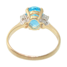 Load image into Gallery viewer, Estate Blue Topaz Ring in 14k Yellow Gold Diamond Accents
