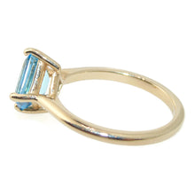 Load image into Gallery viewer, Emerald Cut Estate Blue Topaz Ring in 14k Yellow Gold
