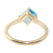 Load image into Gallery viewer, Emerald Cut Estate Blue Topaz Ring in 14k Yellow Gold
