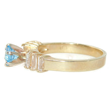 Load image into Gallery viewer, Round Cut Estate Blue Topaz Ring in 14k Yellow Gold Diamond
