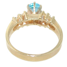 Load image into Gallery viewer, Round Cut Estate Blue Topaz Ring in 14k Yellow Gold Diamond

