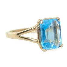 Load image into Gallery viewer, Buy Emerald Cut Estate Blue Topaz Ring in 14k Yellow Gold
