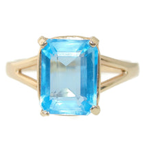 Load image into Gallery viewer, Buy Emerald Cut Estate Blue Topaz Ring in 14k Yellow Gold
