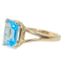 Load image into Gallery viewer, Buy Emerald Cut Estate Blue Topaz Ring in 14k Yellow Gold
