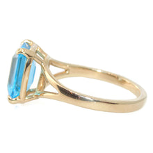 Load image into Gallery viewer, Buy Emerald Cut Estate Blue Topaz Ring in 14k Yellow Gold
