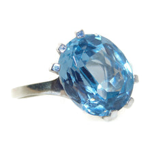 Load image into Gallery viewer, Oval Cut Blue Topaz Ring in 14k White Gold
